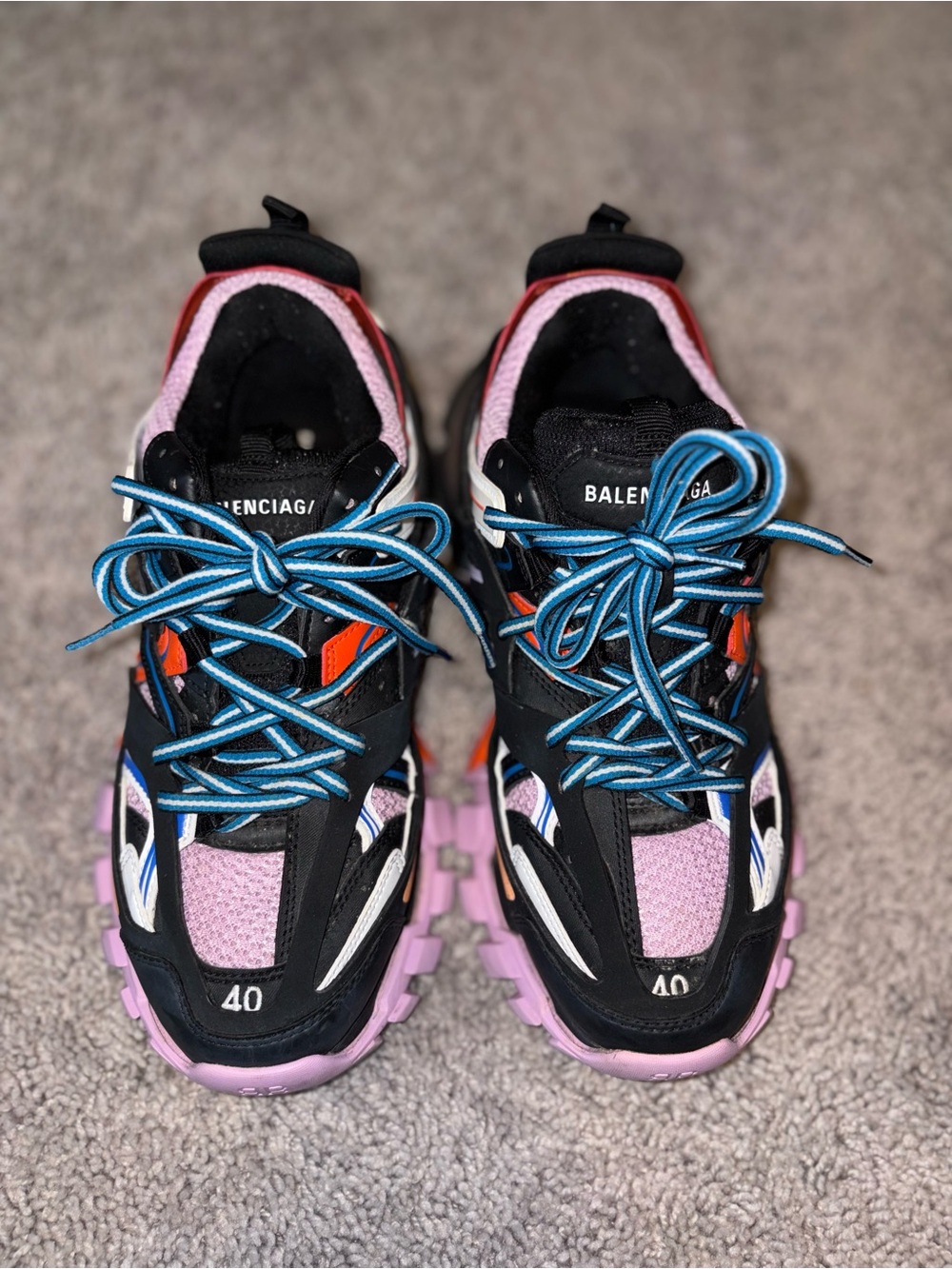 Balenciaga Black Pink Blue Multi-Color Chunky Sneakers